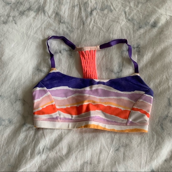Lululemon Sport Bra Multicoloured Pattern  with Back Detail - Picture 1 of 4